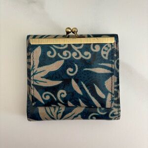 Patricia Nash Blue and Tan Floral Leather Wallet